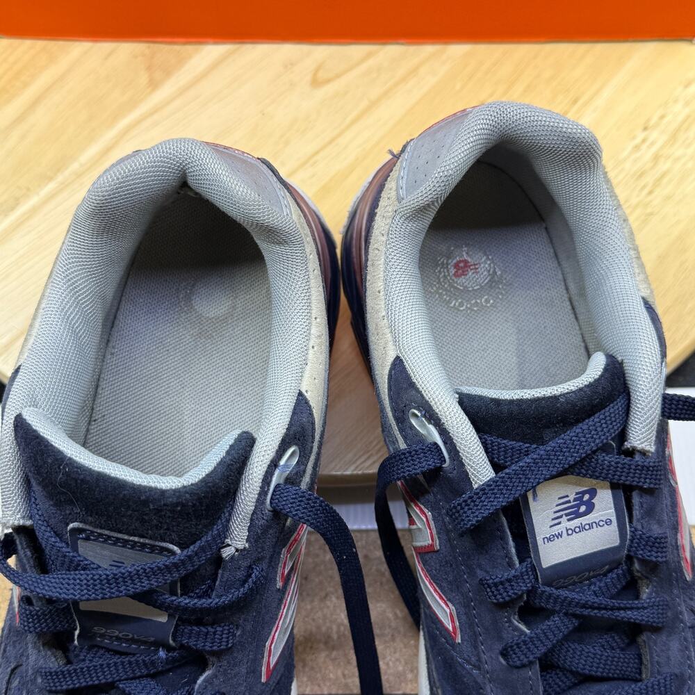 New Balance Kids 990v4 Running Suede Navy Gray KJ9904TG Size 7 - Picture 9 of 10